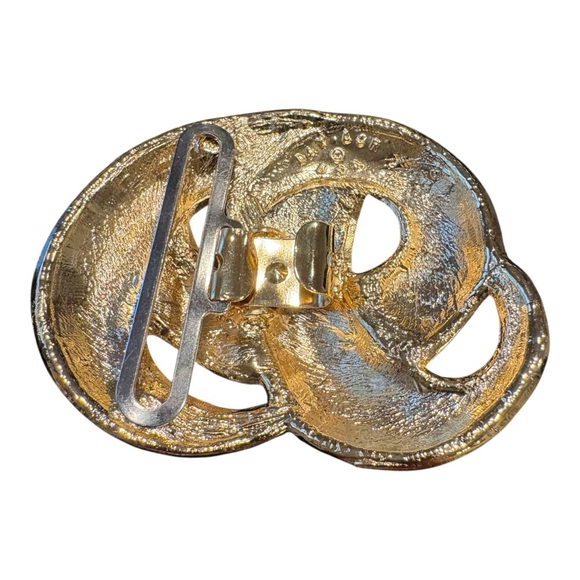 Vintage Enamel Belt Buckle Lot – Baylor USA Swirled Beige + Black Gold-Tone J11 main image 8